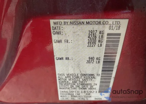 2018 Nissan Altima 2.5 Sl z USA, uszkodzony, nr VIN 1N4AL3AP3JC185921